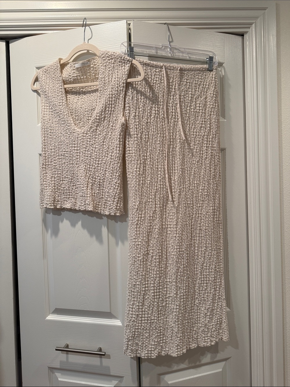 Zara Cream Textured Knit Two-Piece Set - Sleeveless Top & Maxi Skirt